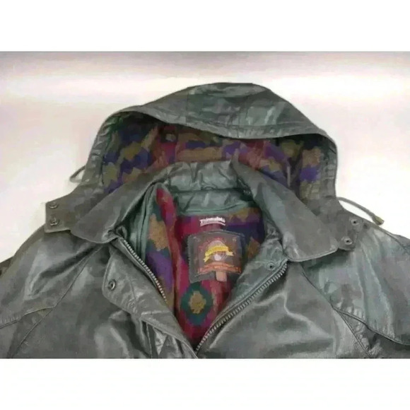 Adventure Bound Wilsons Leather Jacket Womens S Green Hooded Lined Soft Heavy - Picture 2 of 14